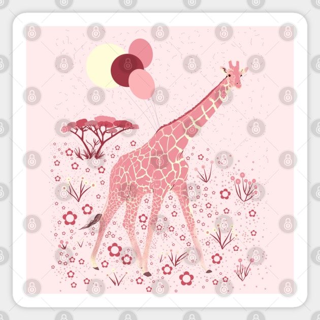 Pink giraffe Sticker by Mimie20